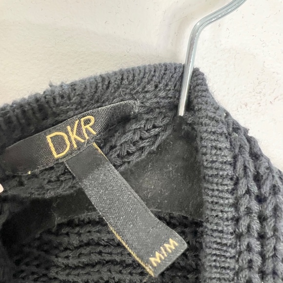 DKR black pure cotton waterfall sleeveless open front cardigan sweater vest M - Picture 10 of 11